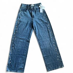 Rebecca Minkoff Blue Flare Jeans with Pearl Accents